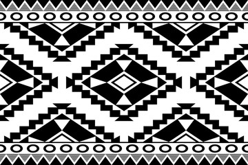 Obraz premium Geometric ethnic oriental seamless pattern traditional design for background,carpet,wallpaper,clothing,wrapping,batik,fabric,Vector illustration. Embroidery style.