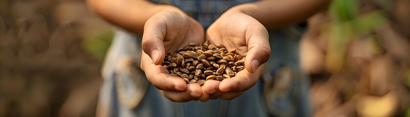 Hands Holding Fresh Seeds Ready for Sustainable Planting and Organic Gardening