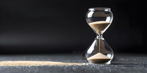 Hourglass with cracked glass symbolizing time management challenges. Concept Time Management, Hourglass Symbolism, Cracked Glass, Challenges, Symbolic Imagery