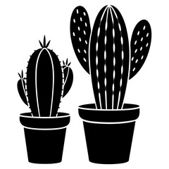 Silhouette of Cactus in Pots illustration 
