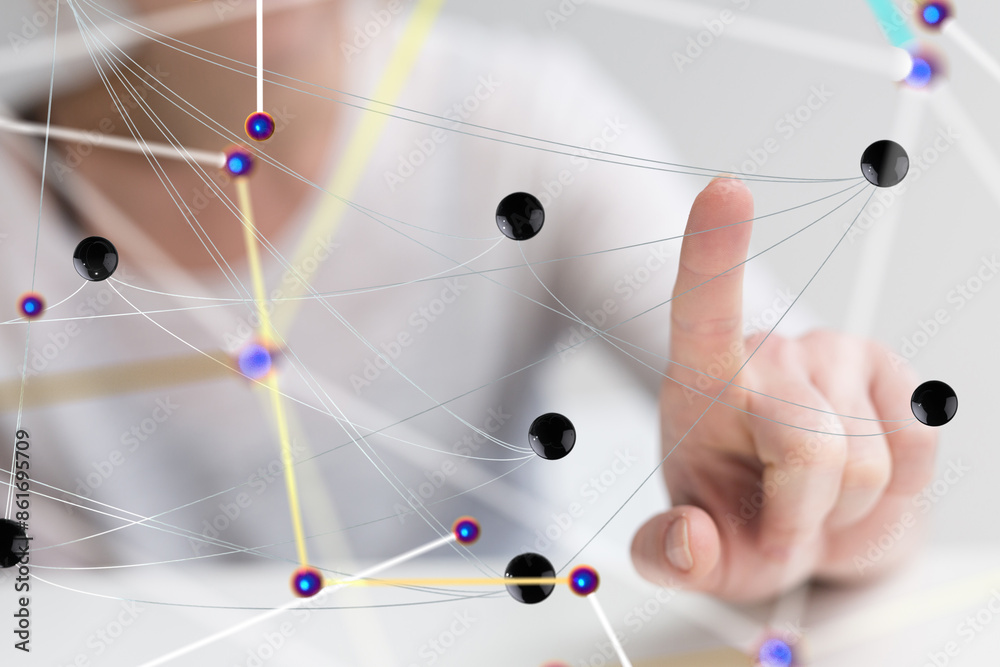 Poster conference digital network and data concept 3d