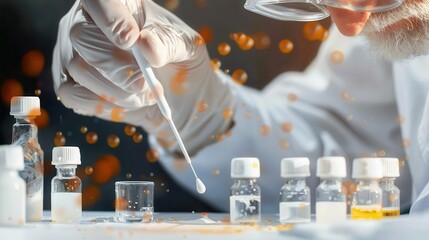 Forensic expert collecting DNA evidence with a swab, meticulous attention to detail in a controlled environment DNA Collection, Evidence Gathering