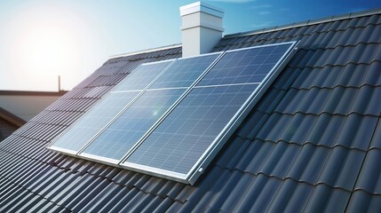 Obraz premium solar panel installation on residential roof sustainable energy solution photorealistic 3d