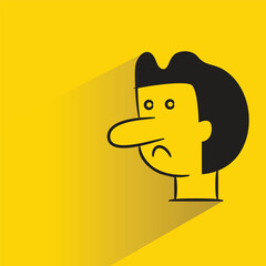 male face character with shadow on yellow background