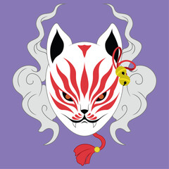 Japanese Fox Mask Matsuri Illustration