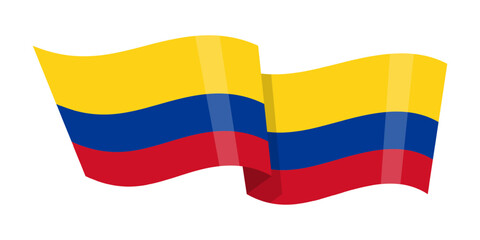 Vector illustration of wavy Colombia flag on transparent background