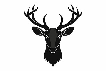 isolated black silhouette of a deer head collection, Set of deer silhouette vector. Deer Silhouette, Deer Head	
