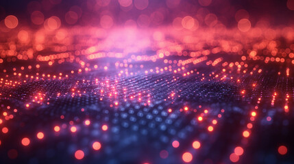 Fototapeta premium Holographic digital matrix with a glowing grid, 3D render, hd, with copy space