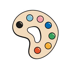 Vector illustration of hand drawn paint pallete icon on white background.