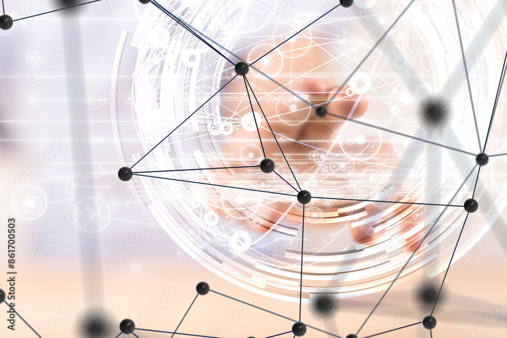 Poster conference digital network and data concept 3d