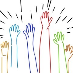 Multi Ethnic Hands in the Air Diversity 