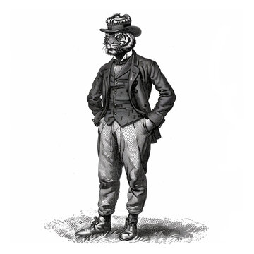 portrait of a man with a tiger head