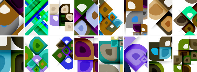 Set of low poly triangles poster geometric backgrounds. Vector Illustration For Wallpaper, Banner, Background, Card, Book Illustration, landing page