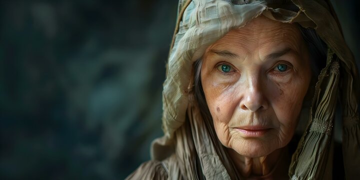 Portrait of Widow Ruth A Biblical Figure. Concept Portrait Photography, Widow Ruth, Biblical Figure, Character Depiction, Emotional Expression