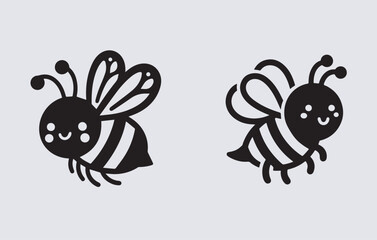 Cute Bee Silhouette Vector Art Illustration