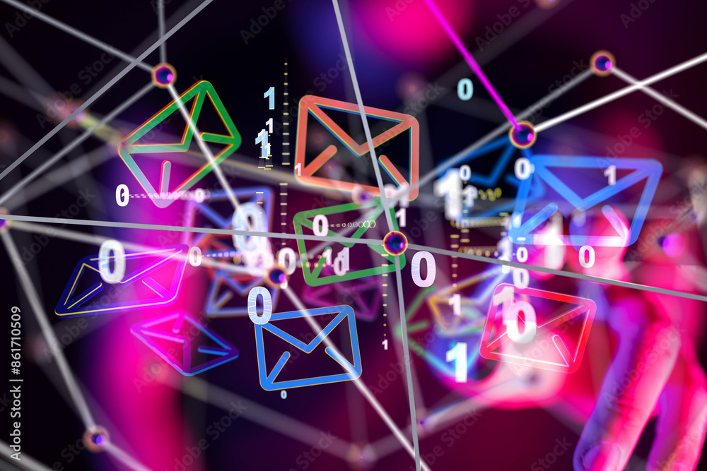 Poster mail communication support contact concept service - 3d