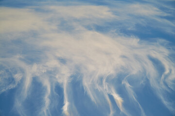 White cirrus clouds in sky, close-up