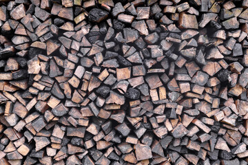 
Split firewood collapsed into a pile