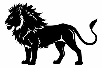 isolated black silhouette of a lion collection, lion black silhouette icon vector
