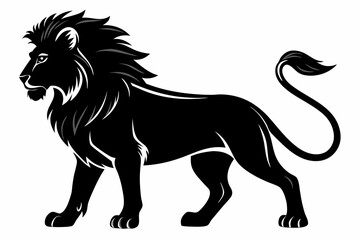 isolated black silhouette of a lion collection, lion black silhouette icon vector
