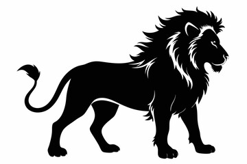 isolated black silhouette of a lion collection, lion black silhouette icon vector
