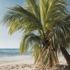 Fototapeta premium beautiful illustration background of beach palm trees