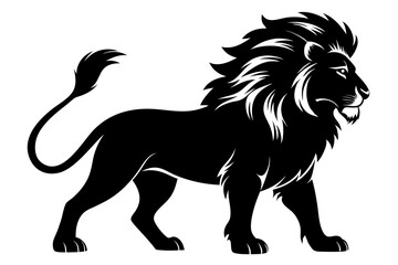 isolated black silhouette of a lion collection, lion black silhouette icon vector
