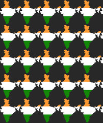 A creative design featuring the Indian flag's vibrant colors and a unique artistic representation of India's map. Ideal for projects celebrating Indian culture, heritage, and patriotism.