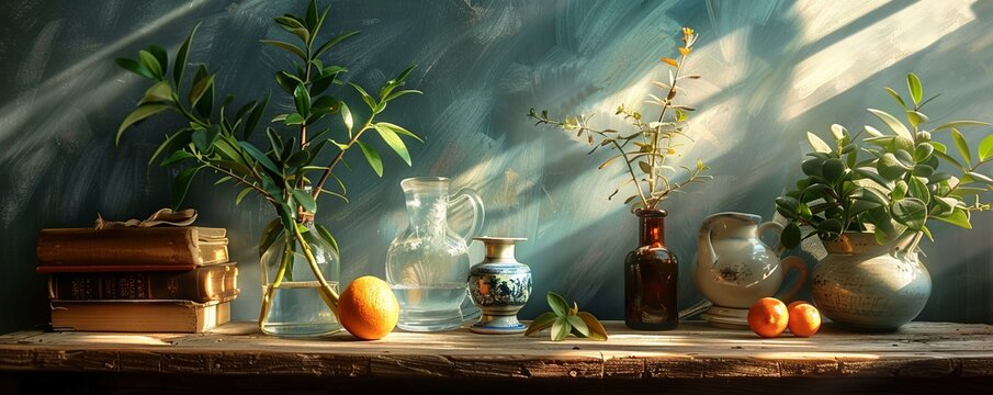 A still life arrangement of everyday objects, transformed into a work of art through careful composition and lighting.