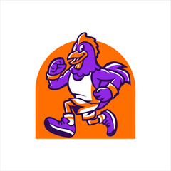 Running Rooster mascot logo