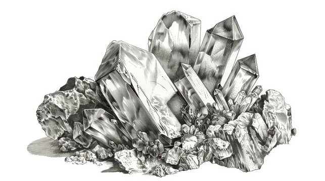 vintage adamite mineral illustration detailed oldstyle drawing on white background
