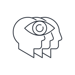 A group of people with one eye in common. Public vision view.Vector linear icon isolated on white background.