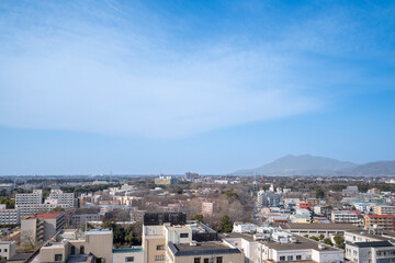 茨城県つくば市の街並み、筑波山の風景