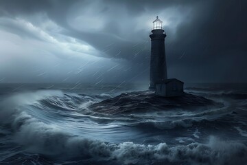 lighthouse in the fog