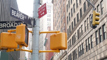 New York City, United States. Manhattan Downtown Financial District. American Wall street. Broad...