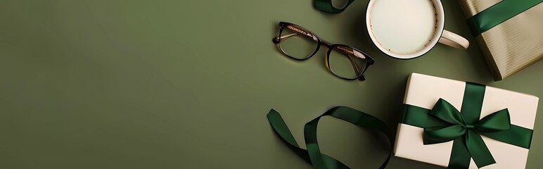 Elegant Celebration Banner Dark Green Design for Father’s Day and Birthdays