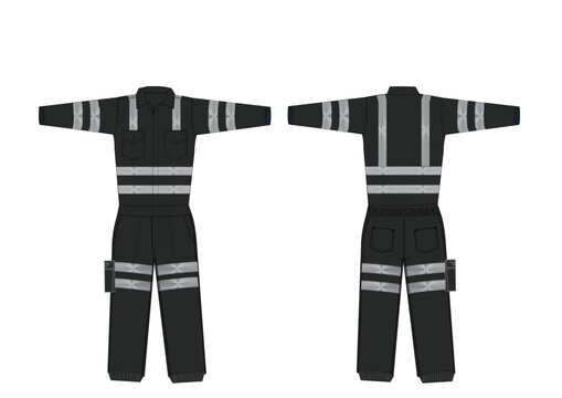 Coveralls With Reflective Tape - OVEROL NEGRO CON CINTA REFLECTIVA_124VAGH