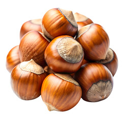 Obraz premium Close-up of Fresh Hazelnuts Piled Together