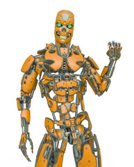 Fototapeta premium mega cyborg is standing up in white background
