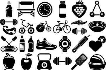 Health and Fitness related concept editable stroke outline icons isolated on white background flat vector illustration