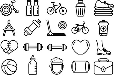 Health and Fitness related concept editable stroke outline icons isolated on white background flat vector illustration