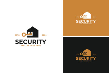 Building shape with lock logo design vector illustration template idea