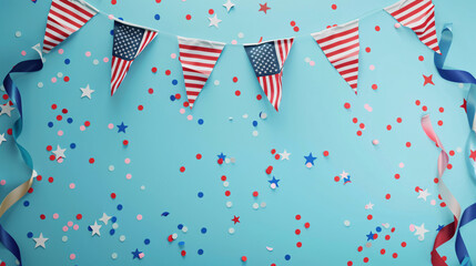 Happy presidents day banner mockup with Americans flag with background