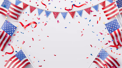Obraz premium Happy presidents day banner mockup with Americans flag with background