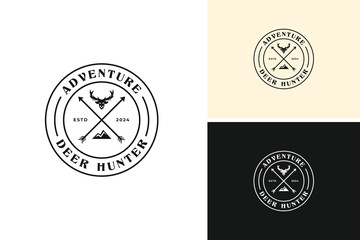 Hunting deer logo design vector illustration template idea