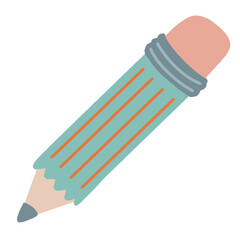 Vector hand drawn cartoon illustration of cute pencil with stripes