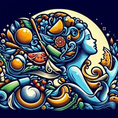 Fototapeta premium Harvest Goddess in the Moon's Shade