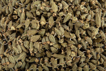 Sun-dried okra (Abelmoschus esculentus) known also as lady's fingers is a flowering plant in the mallow family. View of hanging dried okra vegetable in Gaziantep, Turkey.