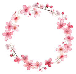 PNG Cherry blossom circle border flower wreath petal.