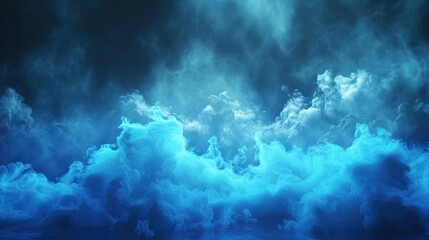 Realistic thunder light and blue smoke cloud bottom frame